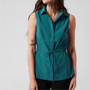 Athleta New no Tag Levitate Poplin Tank Medium Turquoise